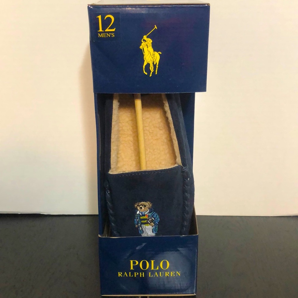 NWT💯Polo Teddy Bear🔥Men’s Slippers 12 Navy Blue